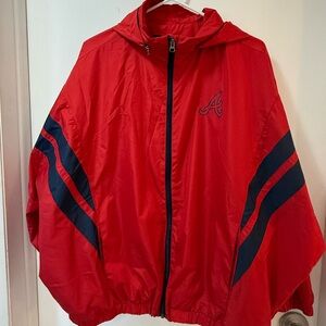 Atlanta Braves Red Windbreaker Jacket with Navy Stripes